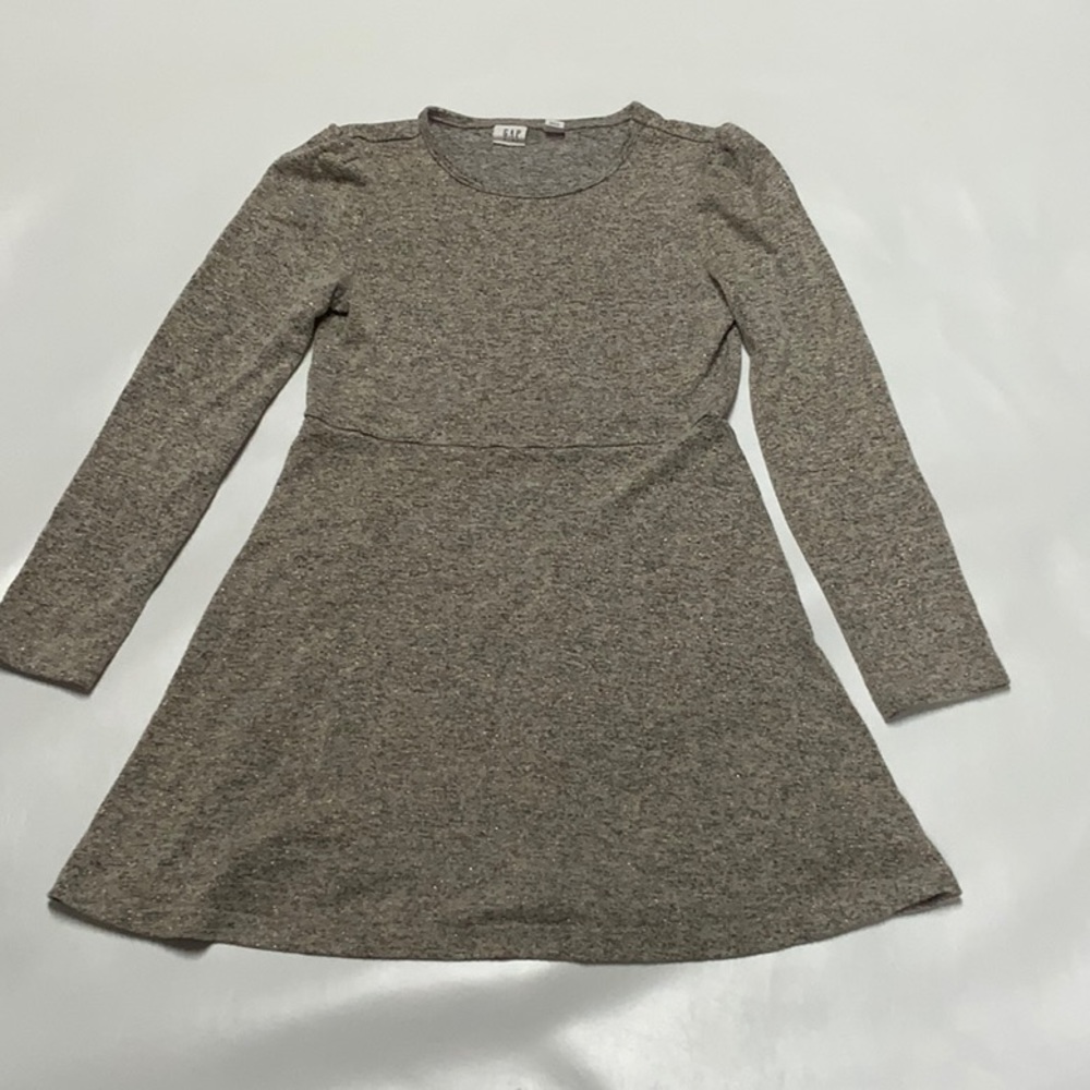 Girls fit and flare tan/gold dress, Size S